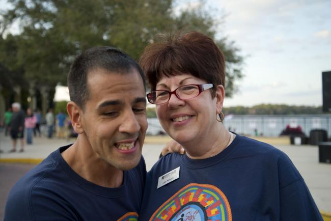 Picture of Lee and her son Joe together at the Sight & Sole Walk