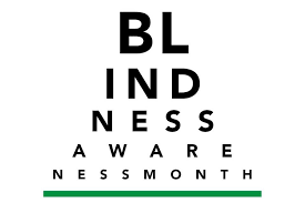 Blindness Awareness Month spelled out in the format of an Eye chart