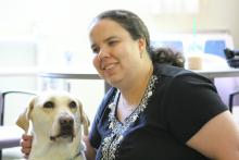 LCF Adult Vision Rehabilitation Supervisor with her guide dog Keats
